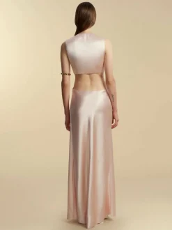 Satin Twist Dress in Rose Quartz