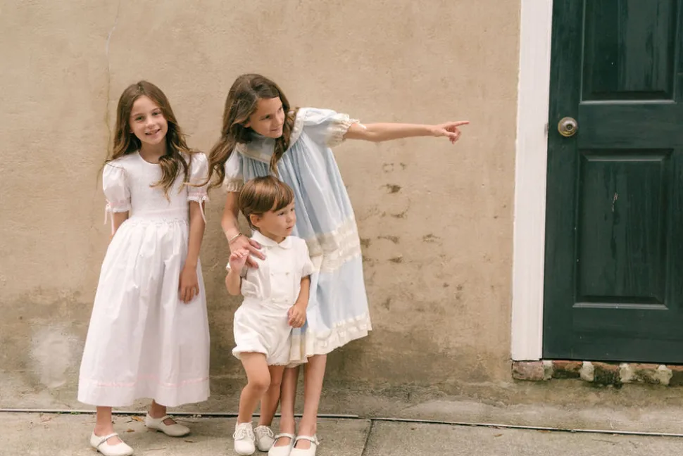 Savannah Lace Heirloom Dress in Blue