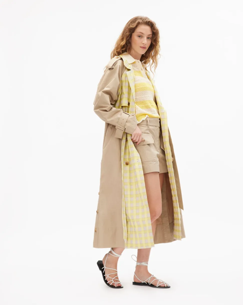 Sawyer Coat in Dark Khaki/Lemon Multi