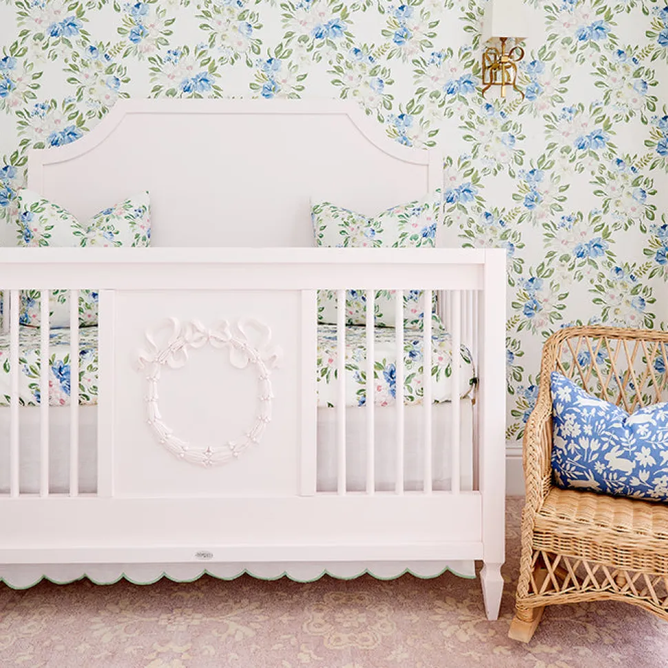 Scallop Crib Skirt in Garden Green