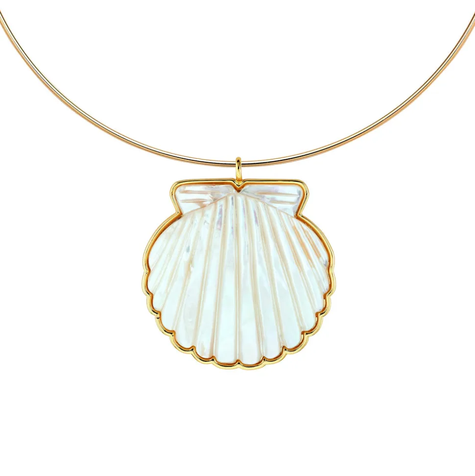 Scallop Shell Pendant with Neck Wire
