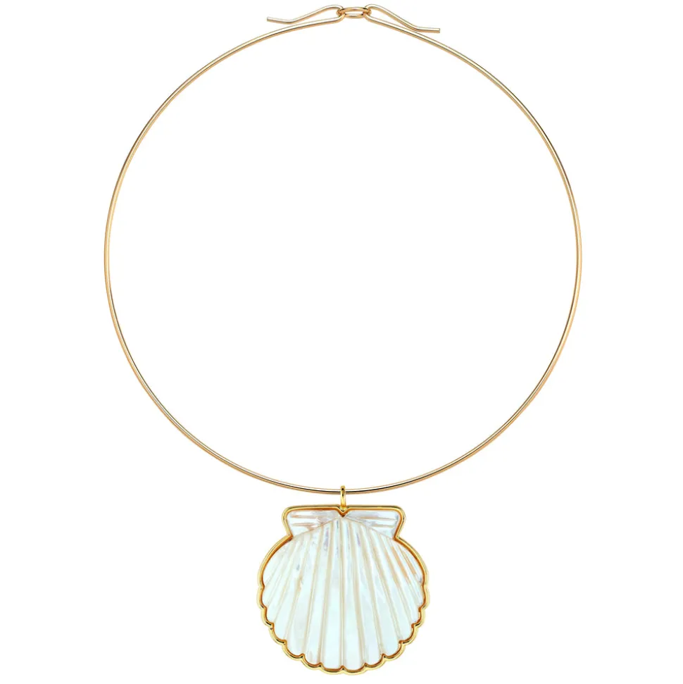 Scallop Shell Pendant with Neck Wire