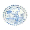 Scalloped Birth Plate in Blue with Rabbit