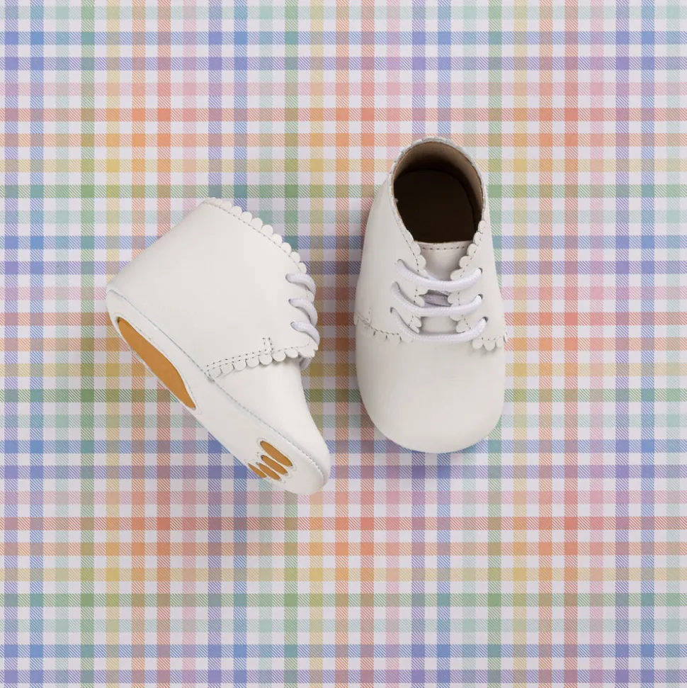 Scalloped Bootie White