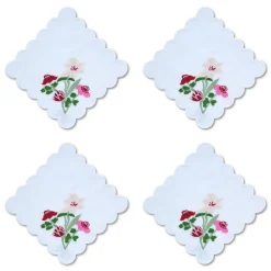 Scalloped Flower Cocktail Napkins, Set of 4