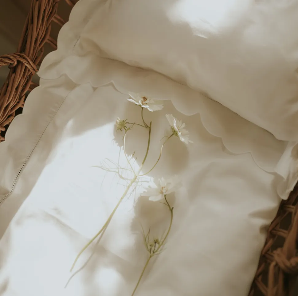 Scalloped Starlight Baby Duvet in White
