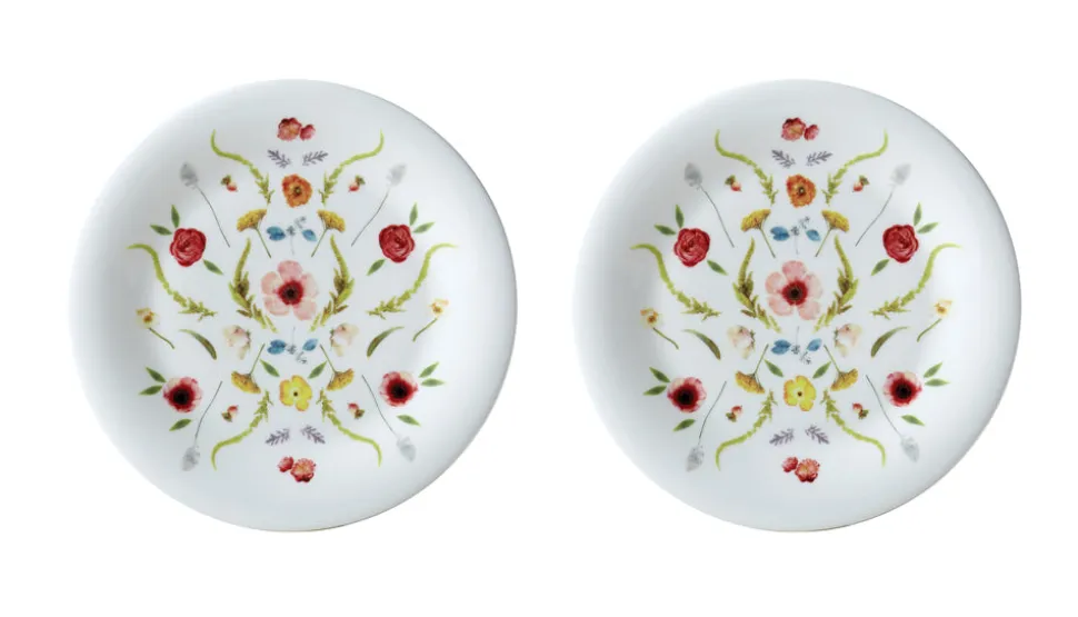Scandinavian Floral Set of Two, 8" Accent Plates