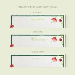 Scarlet Poppies Stationery Cards, Personalized Set of 50