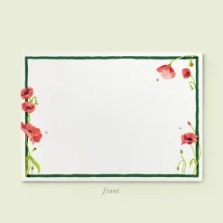 Scarlet Poppies Stationery Cards, Personalized Set of 50