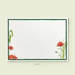 Scarlet Poppies Stationery Cards, Personalized Set of 50
