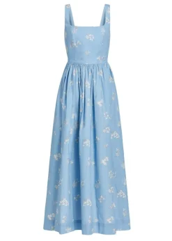 Scoop Neck Dress in Blue Mini Bouquet