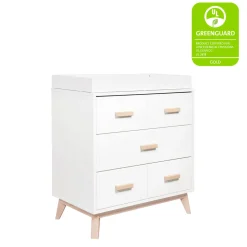 Scoot 3-Drawer Changer Dresser with Removable Changing Tray in White & Washed Natural