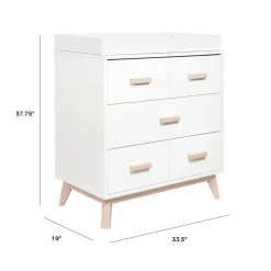 Scoot 3-Drawer Changer Dresser with Removable Changing Tray in White & Washed Natural