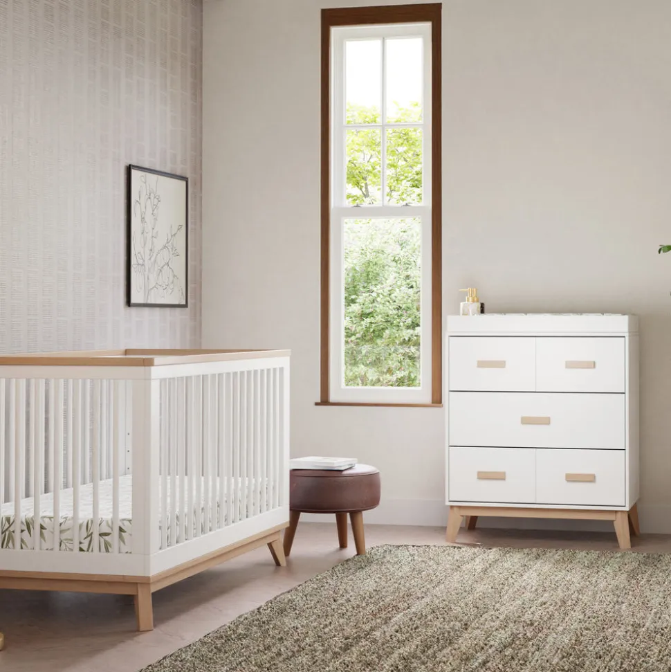 Scoot 3-Drawer Changer Dresser with Removable Changing Tray in White & Washed Natural