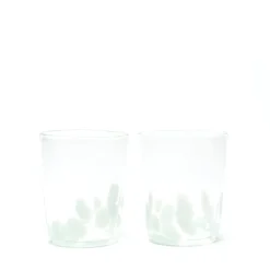 Seafoam Green Transparent Spotted Tumblers, Set of Two