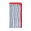 Seersucker Napkin in Navy & Red, Set of 4