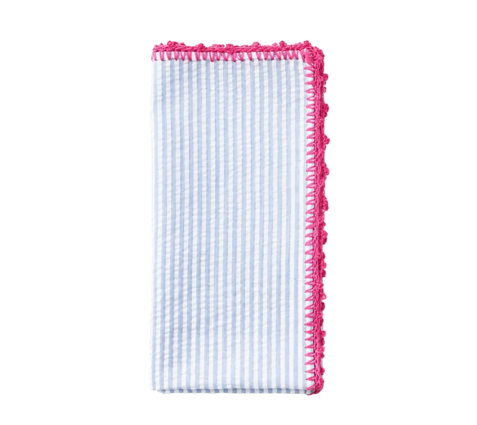 Seersucker Napkin in Periwinkle & Pink, Set of 4