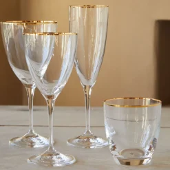 Sensa Collection Water Glasses 14 oz in Golden Rim, Set of 6