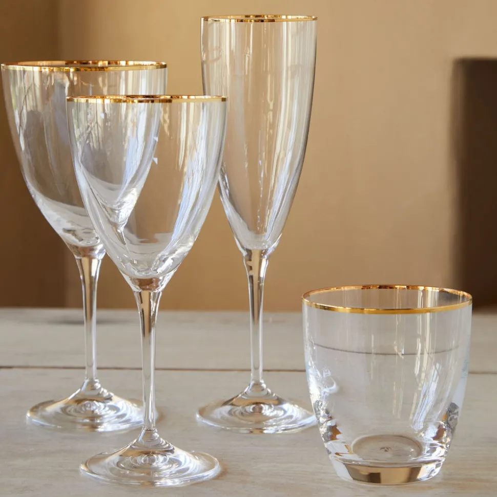 Sensa Collection Wine Glasses 9 oz. with Golden Rim, Set of 6