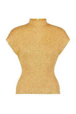 Sequin Knit Mock Neck Top in Sunlight