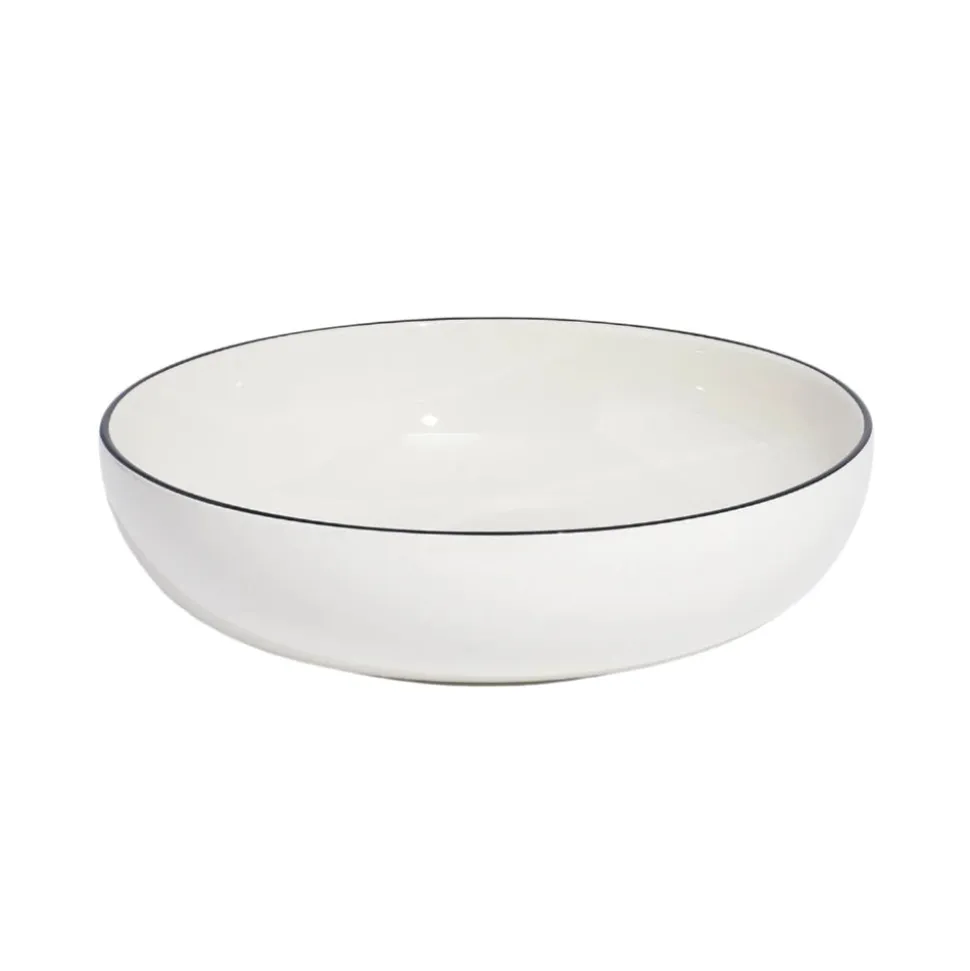 Serving Bowl in Navy Rim