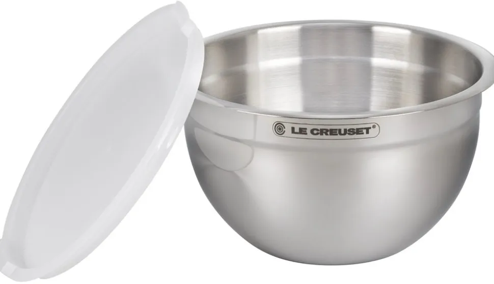 Set of 3 Nested Mixing Bowls w/ Nonslip Silicone Base & Plastic Air Tight Lids