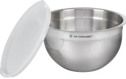 Set of 3 Nested Mixing Bowls w/ Nonslip Silicone Base & Plastic Air Tight Lids