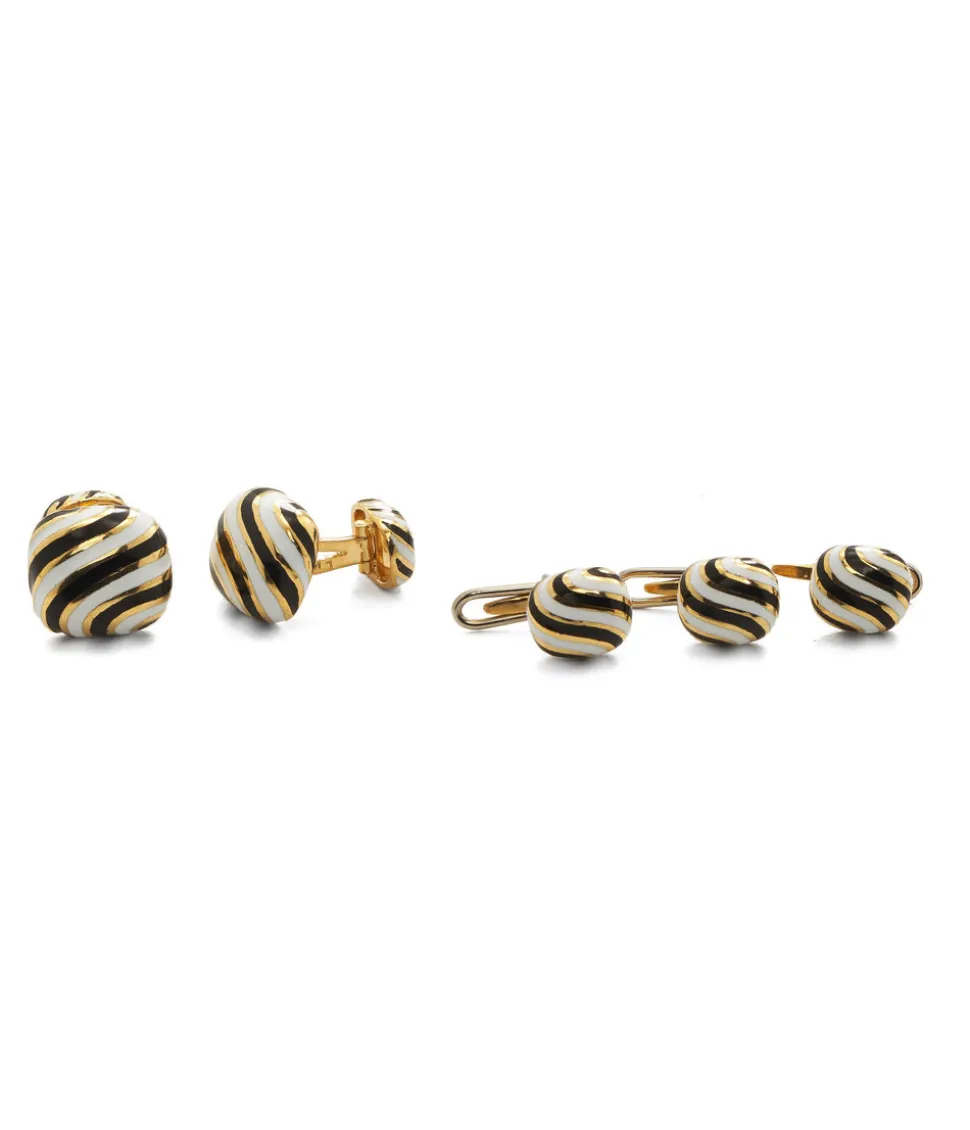 Set of Zebra Stripe Cuff Links and 3 Studs
