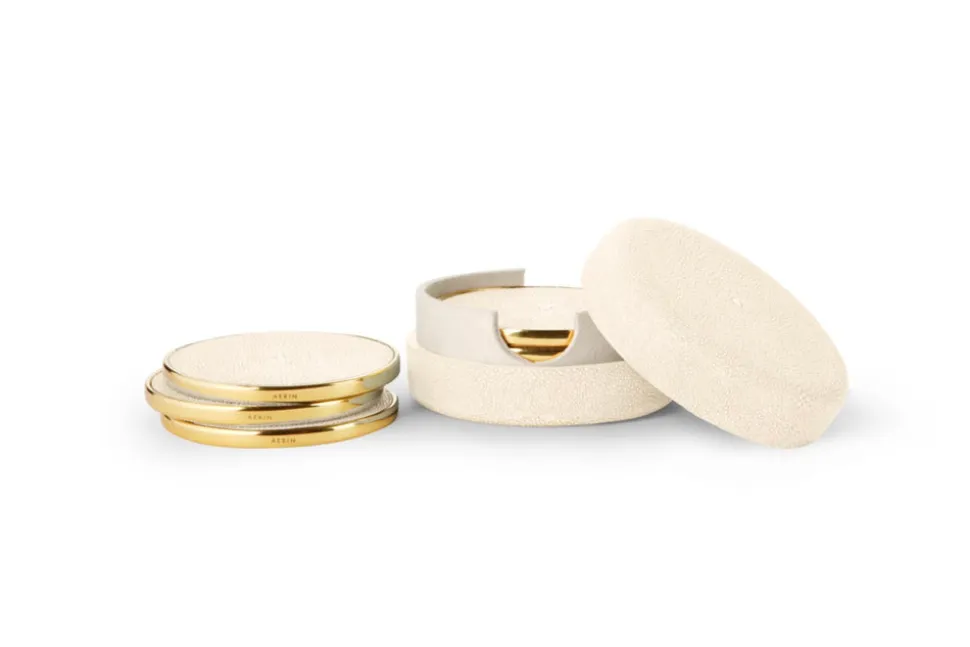 Shagreen Coasters in Cream, Set of 4