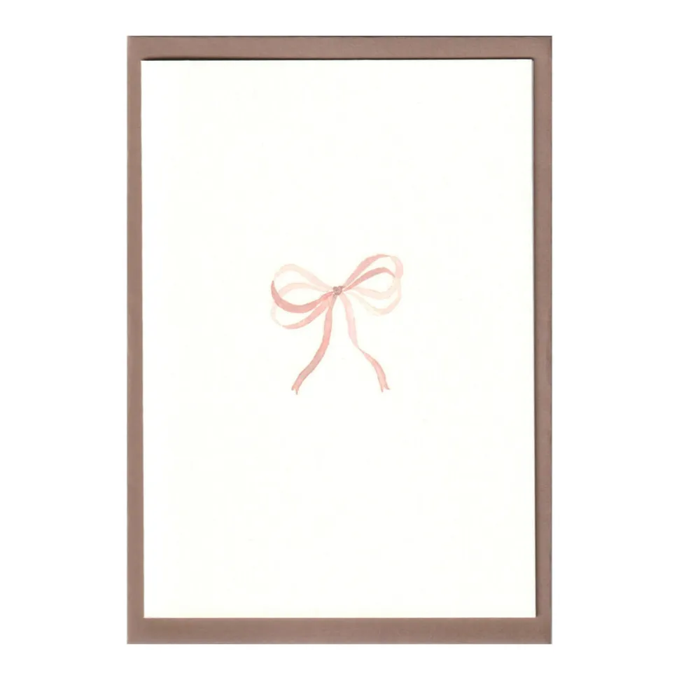 Shell Pink Bow Ribbon Cards, Set of 5