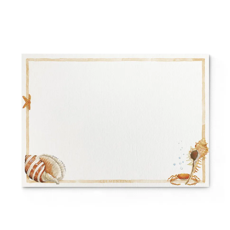 Shells on Shells Stationery Cards, Personalized Set of 50