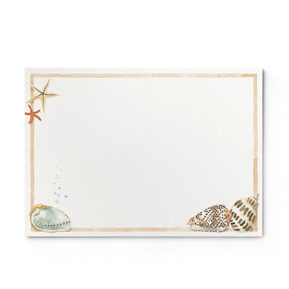Shells on Shells Stationery Cards, Personalized Set of 50