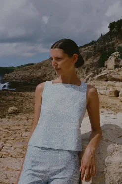 Shift Top in Blue Checkerboard