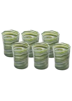 Short Hand Blown Tumbler in Avocado Mix, Set of 6