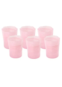 Short Hand Blown Tumbler in Pink, Set of 6