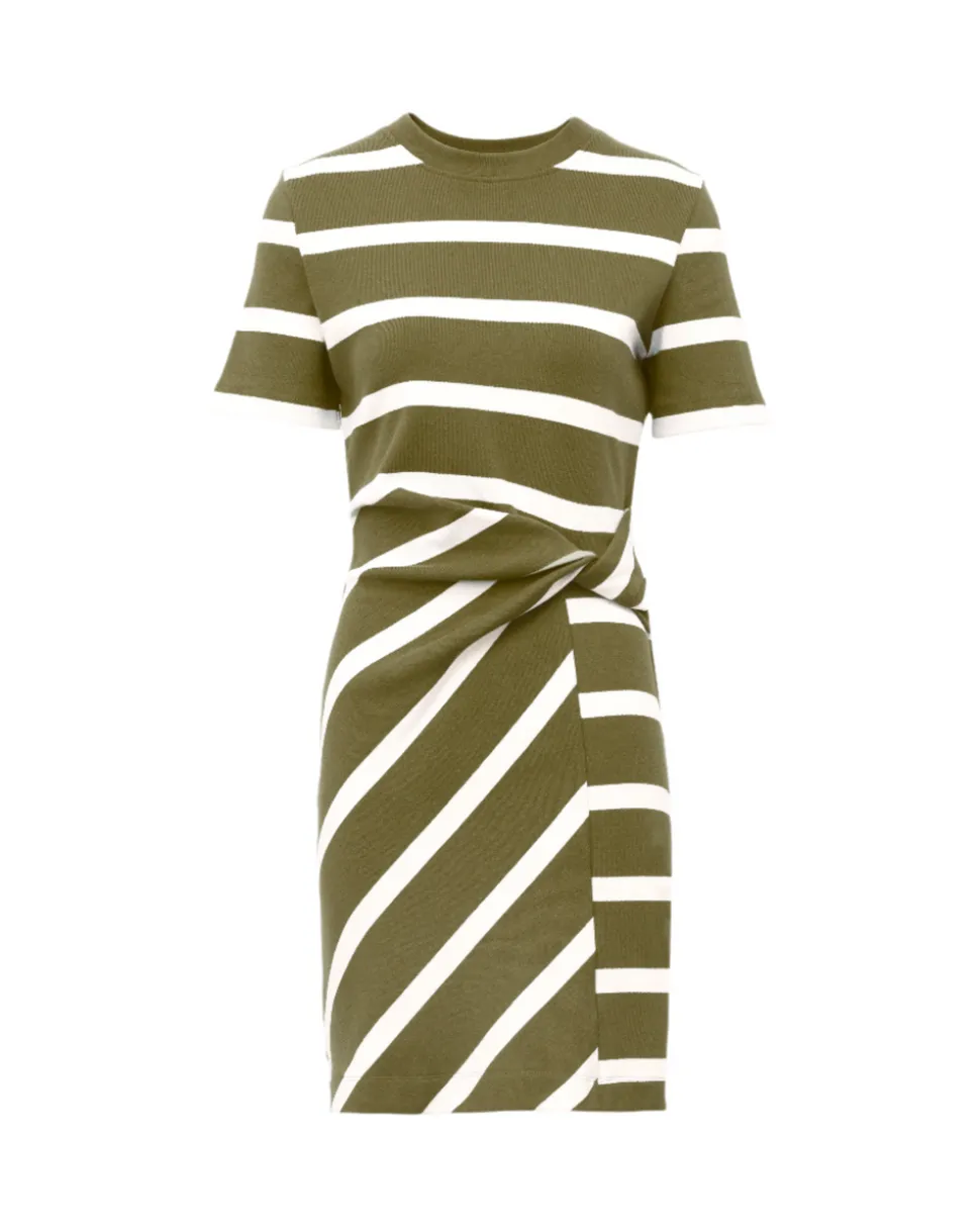 Short Striped Cody Dress in Fern & Cream Stripe