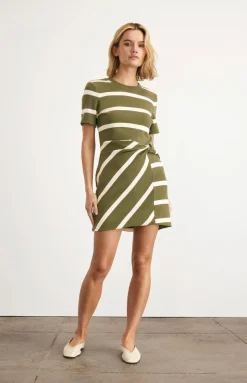 Short Striped Cody Dress in Fern & Cream Stripe