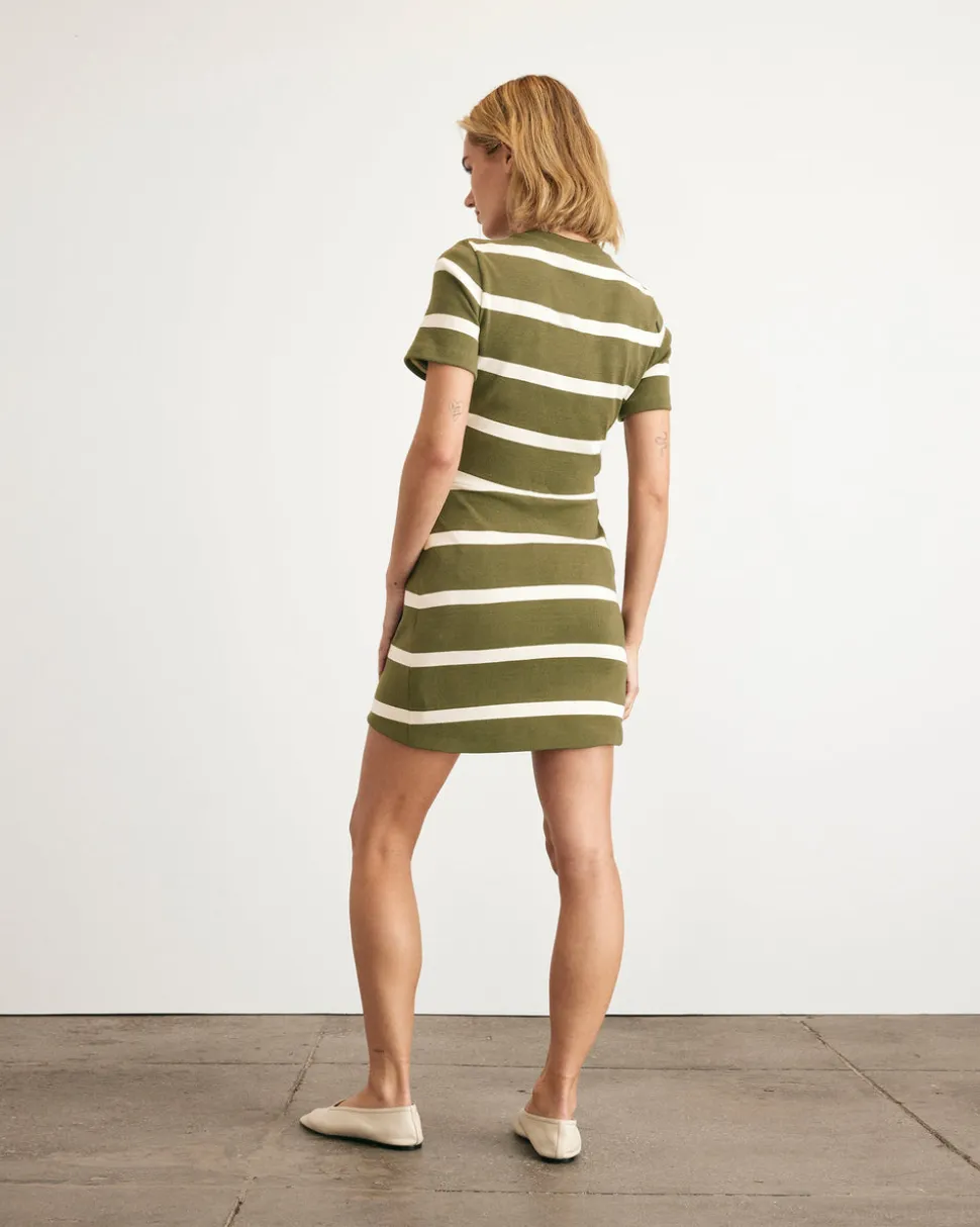 Short Striped Cody Dress in Fern & Cream Stripe