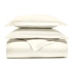 Signature Hemmed Duvet Set in Cream