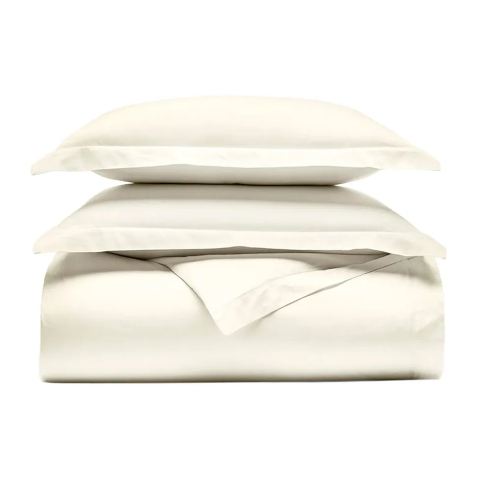 Signature Hemmed Duvet Set in Cream