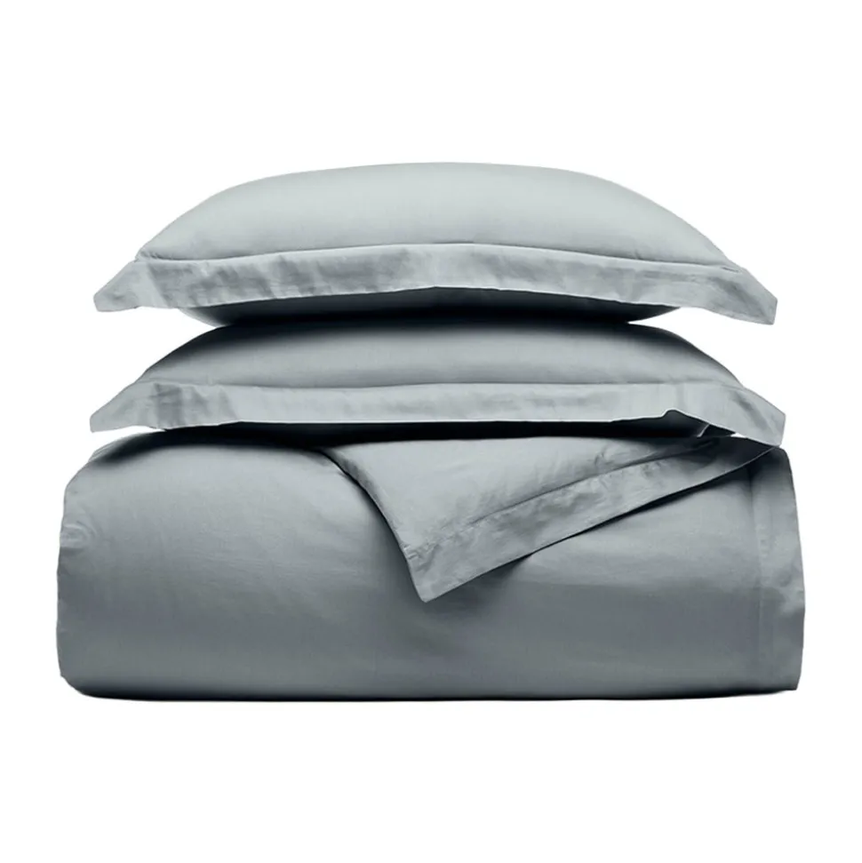 Signature Hemmed Duvet Set in Bluestone