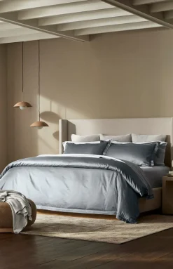 Signature Hemmed Duvet Set in Bluestone