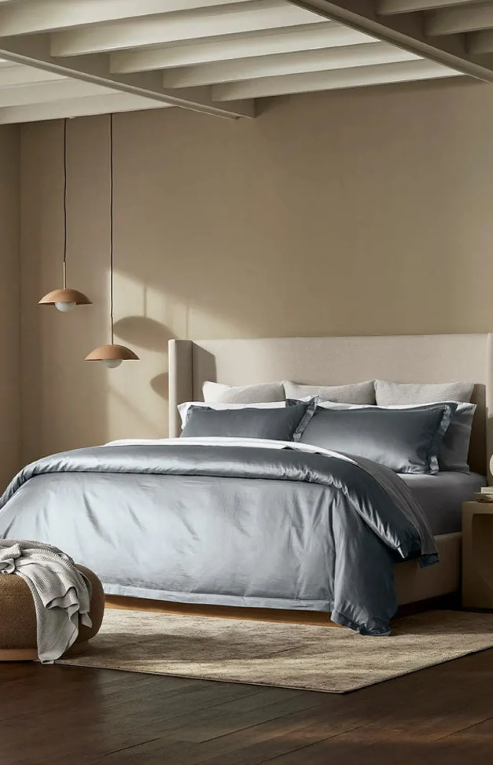 Signature Hemmed Duvet Set in Bluestone