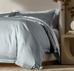 Signature Hemmed Duvet Set in Bluestone