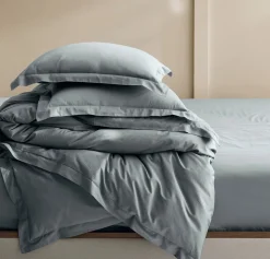 Signature Hemmed Duvet Set in Bluestone