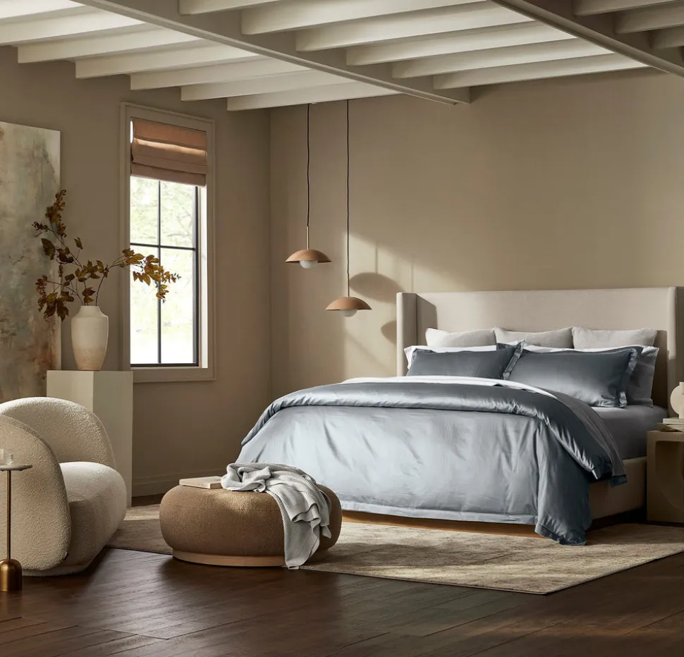 Signature Hemmed Duvet Set in Bluestone