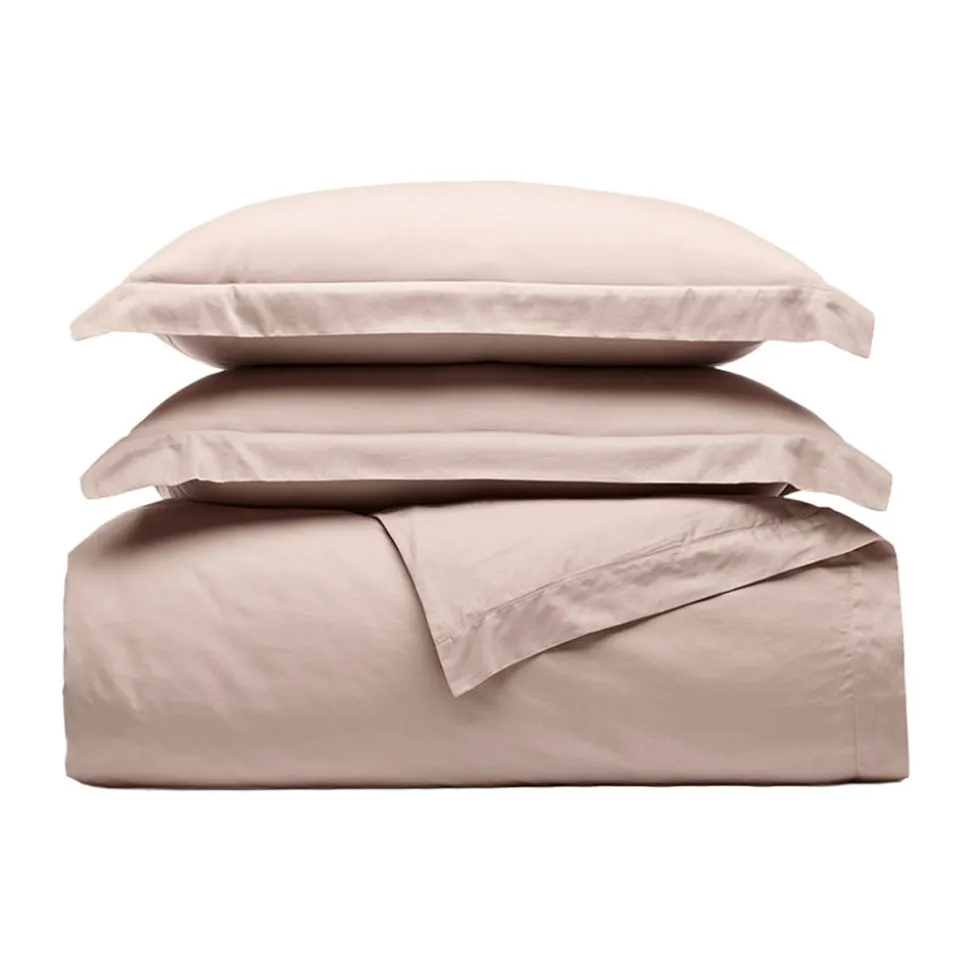 Signature Hemmed Duvet Set in Dusty Rose