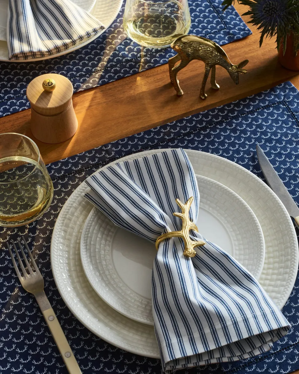 Signature Twill Napkins in Navy French Ticking, Set of 4