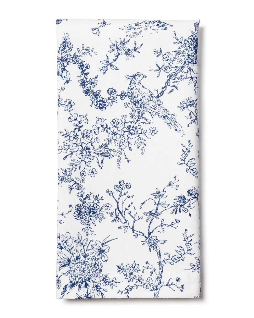 Signature Twill Napkins in Navy French Ticking, Set of 4