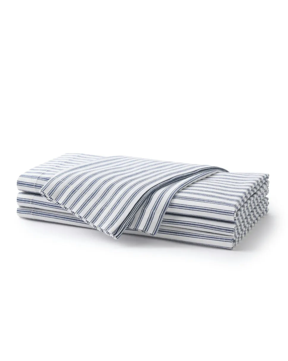 Signature Twill Napkins in Navy French Ticking, Set of 4